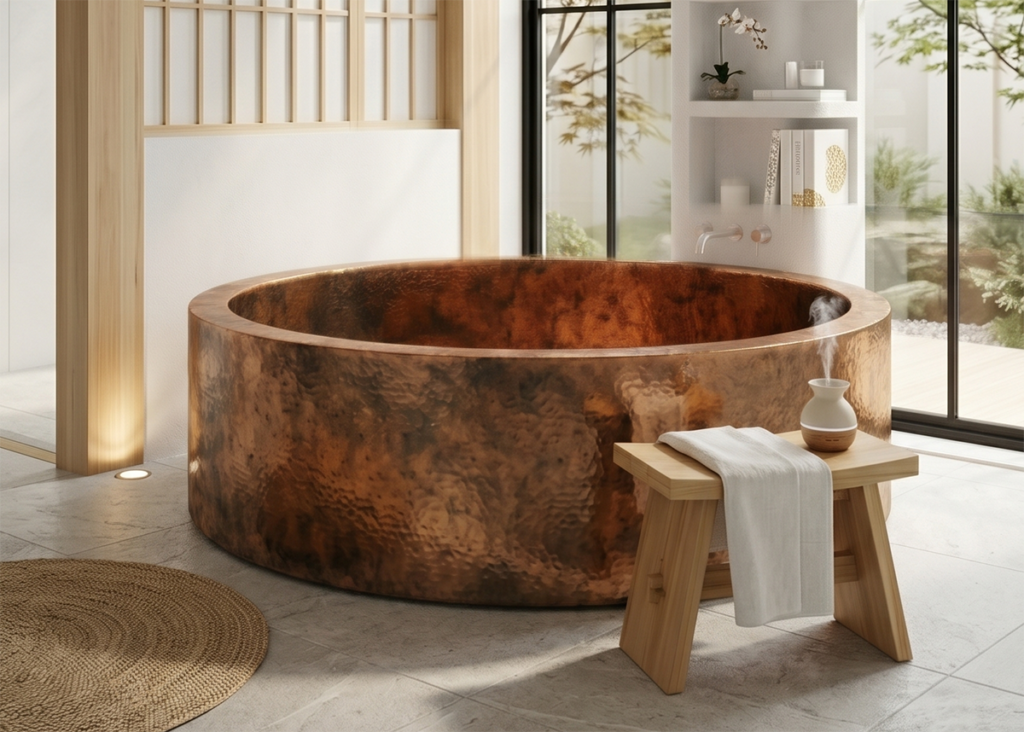 Bathtub tembaga bulat custom