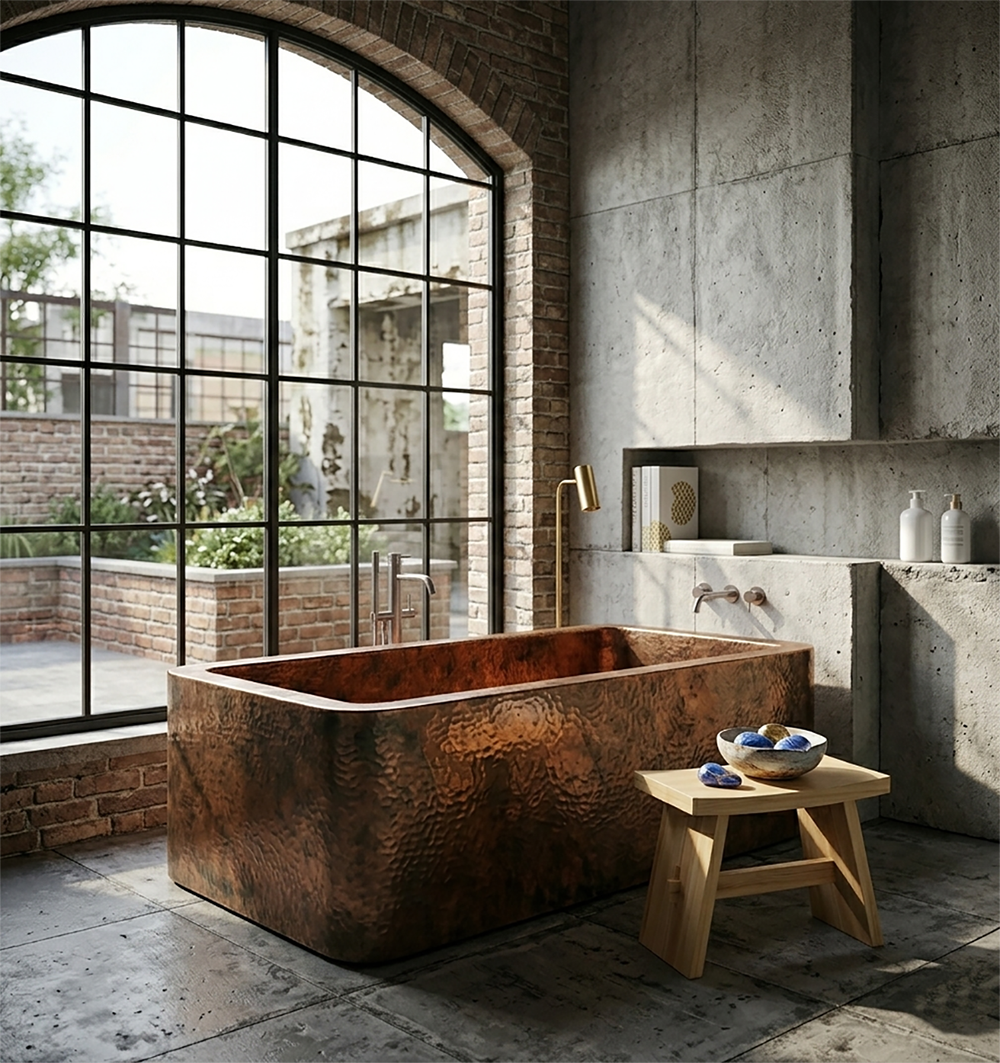 Bathtub tembaga kotak handmade