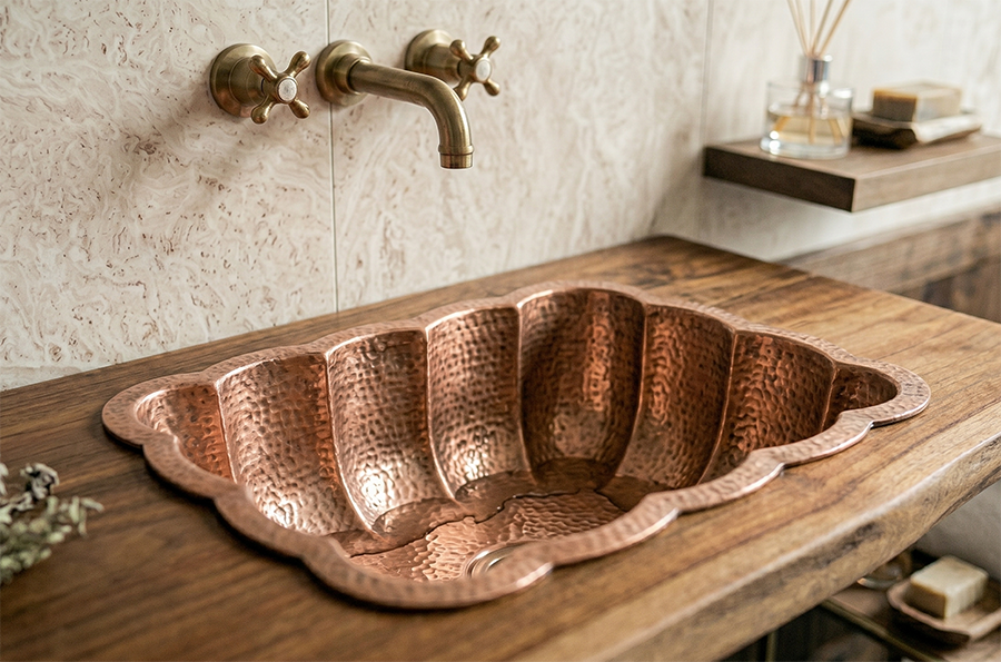 Wastafel dapur tembaga single bowl